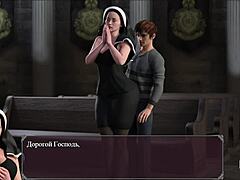 Biarawati dewasa bertemu dengan penuh nafsu di aula biara