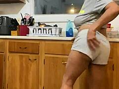 Anna Maria's seductive tease while washing dishes and dancing