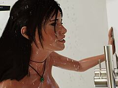 Lara Crofts Sıcak solo seans: Islak ve vahşi mastürbasyon