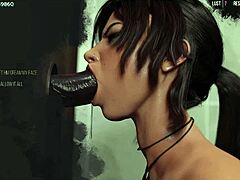 Lara Croft i 3D får en stor sort pik cumshot i glory hole eventyr