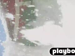 Intenzivní lesbická akce se skupinou divokých koček ve sněhu