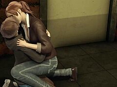 Lesbische liefhebbers Moira Burton en Claire Redfield verkennen hun seksuele verlangens in 3D