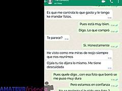 MILF latina se masturba en la webcam de Whatsapp con su hermanastra